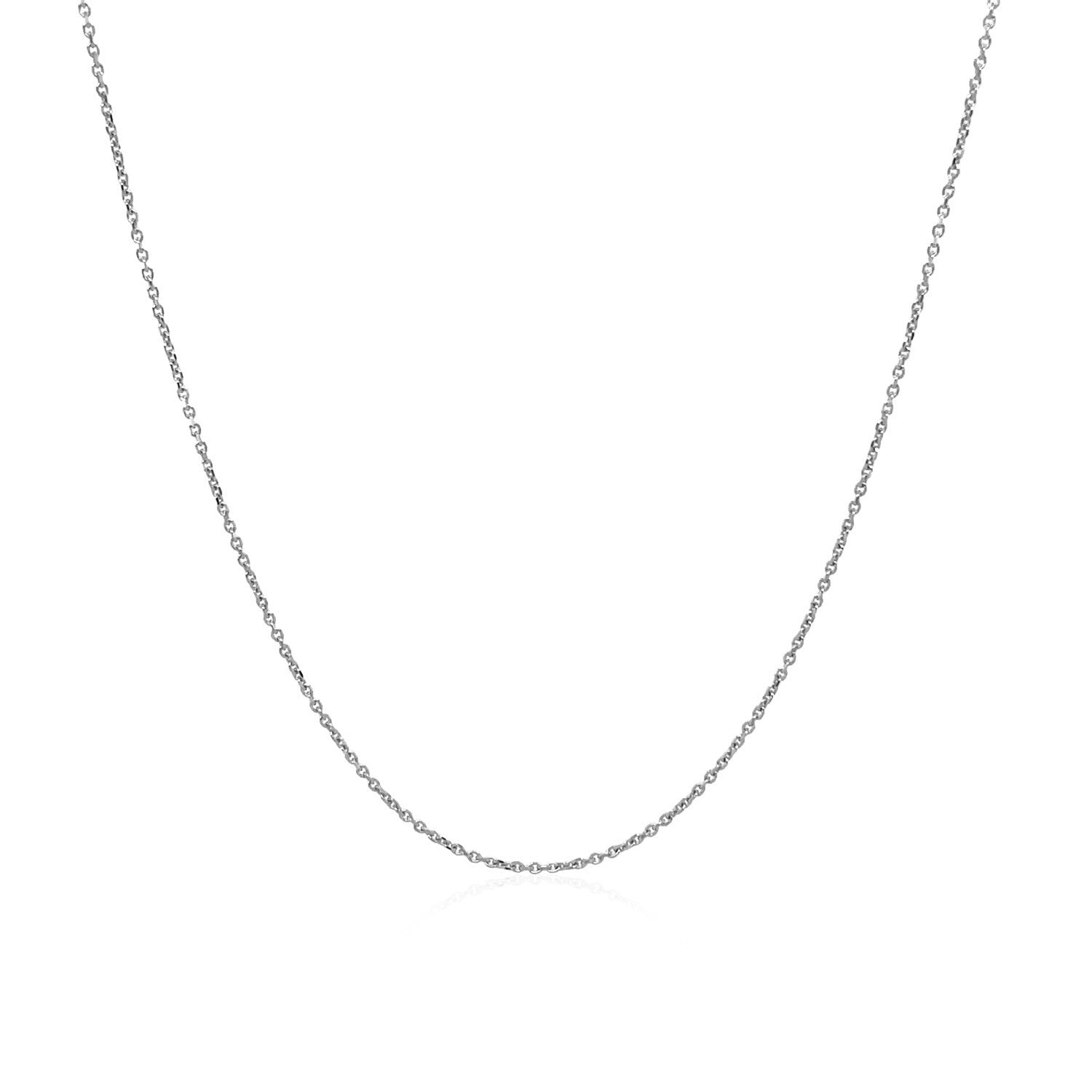 10k White Gold Cable Link Chain (0.50 mm) in a sleek high-contrast midnight luxury editorial style